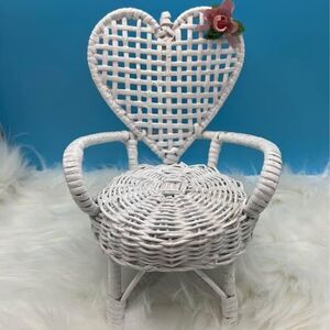 Rattan White Planter or Doll Chair